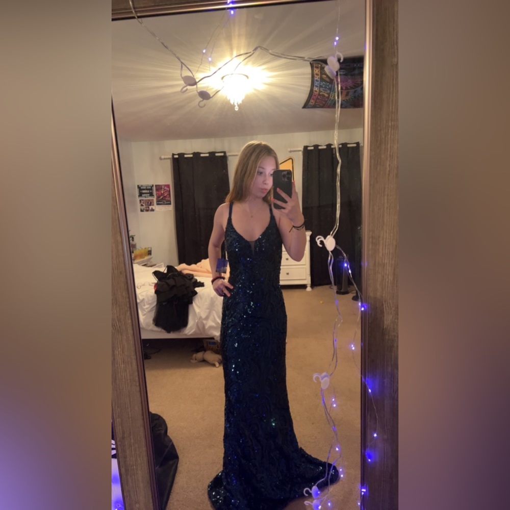 Blue Beaded dress Size 2